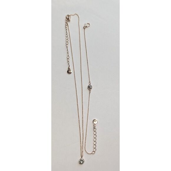 LC Rose Gold Chain Rhinestone Charm Bracelet Necklace Set - Picture 2 of 12